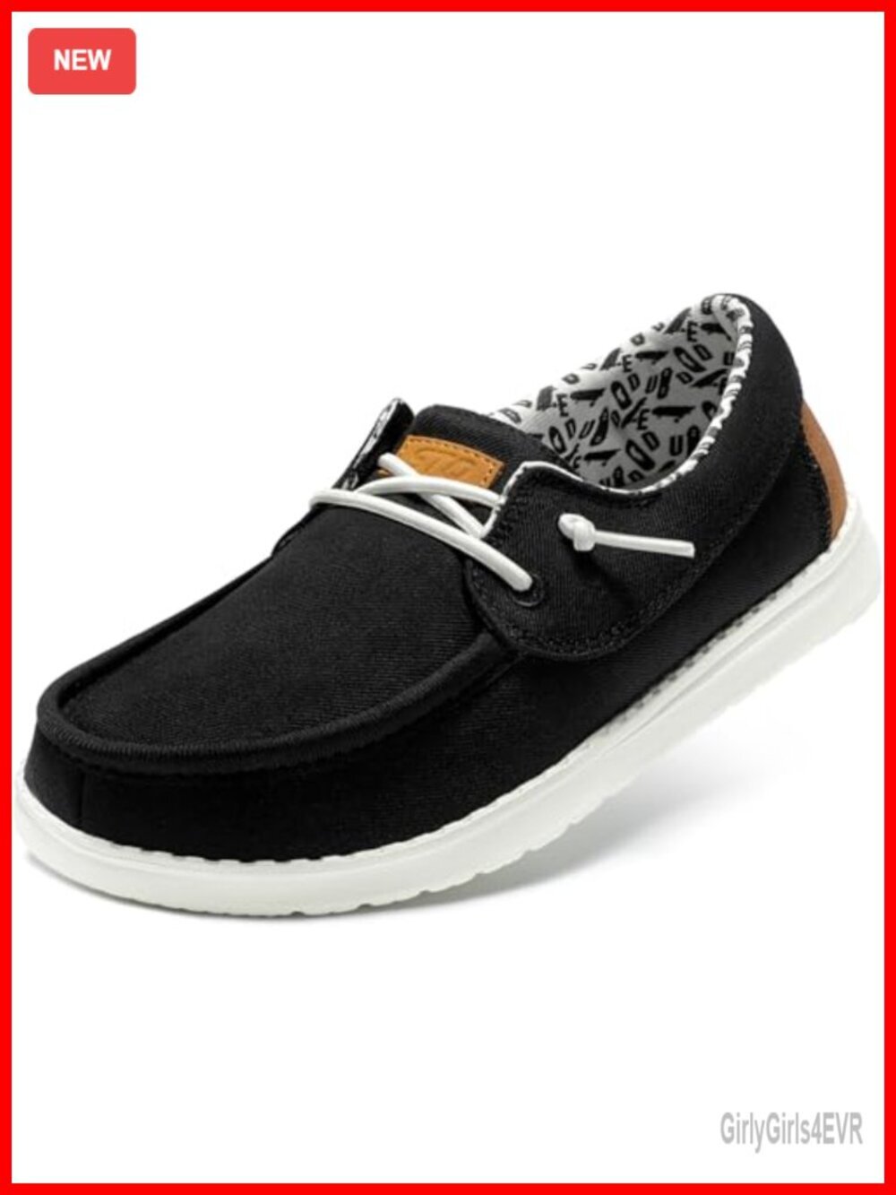 Canvas Boat Shoe with Orthopedic Insole Slip On Lightweight Loafer